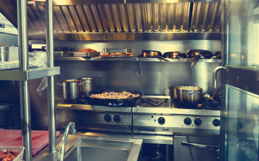 commercial kitchen in use